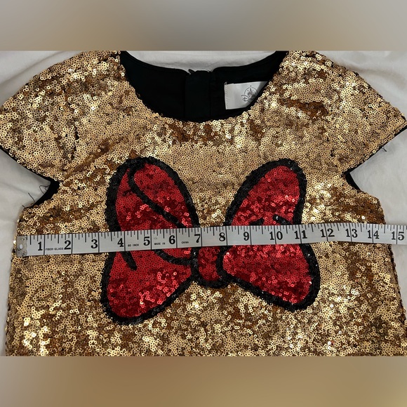 EUC Disney Minnie Mouse Bow fully sequin gold red dress - Picture 10 of 11